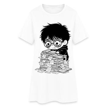 Student Burnout Sticker Books Black and White - Women’s T-Shirt Dress - white - Front