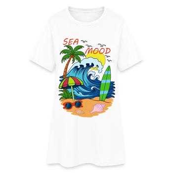 Sea Mood – ambiance rétro de plage estivale - Robe T-shirt Femme - blanc - Devant