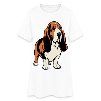 Basset-Hound_Hund_stehend_farbig - Frauen T-Shirt-Kleid - Weiß - Vorne