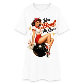 Dame de quilles au bowling rétro – Tu me renverses - Robe T-shirt Femme - blanc - Devant