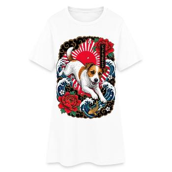 Jack Russell Terrier im Japan Tattoo Stil - Frauen T-Shirt-Kleid - Weiß - Vorne