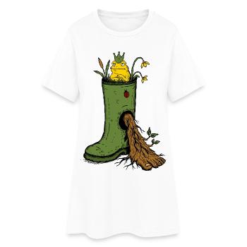 Griffonnage de jardin de bottes en caoutchouc du Roi Grenouille - Robe T-shirt Femme - blanc - Devant