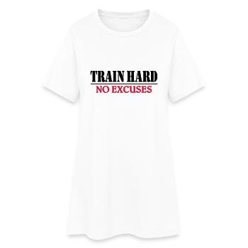 Train hard-no excuses - Robe T-shirt Femme - blanc - Devant