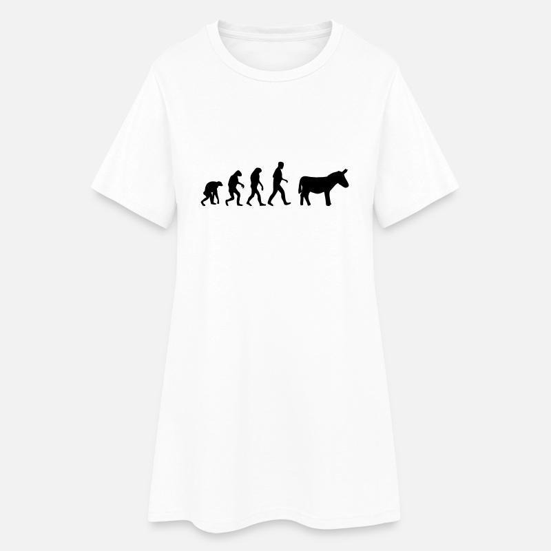 esel evolution - Frauen T-Shirt-Kleid - Weiß