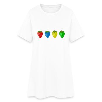 Fraises colorées - Robe T-shirt Femme - blanc - Devant