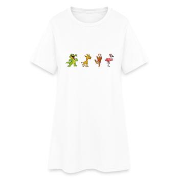 Flamant de singe girafe - Robe T-shirt Femme - blanc - Devant