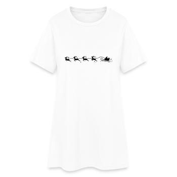 Weihnachten - Schlitten Elche - Frauen T-Shirt-Kleid - Weiß - Vorne