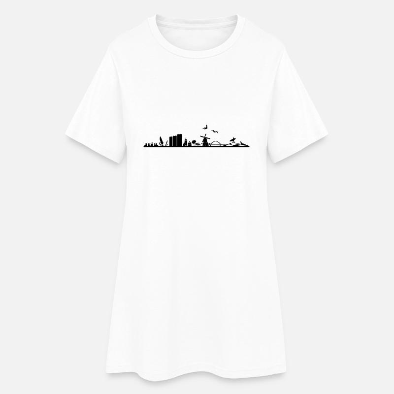 Skyline - Fehmarn - Frauen T-Shirt-Kleid - Weiß