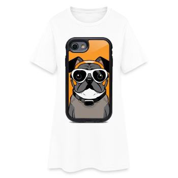 Chien en casque et lunettes de plongée - Robe T-shirt Femme - blanc - Devant