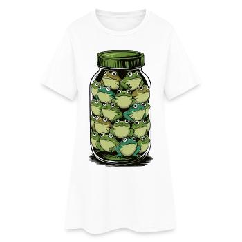 Pot de grenouille : Pile d’amphibiens joueur - Robe T-shirt Femme - blanc - Devant