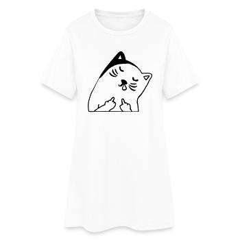 Schlafende Fuck you Katze mit Mittelfinger - Frauen T-Shirt-Kleid - Weiß - Vorne
