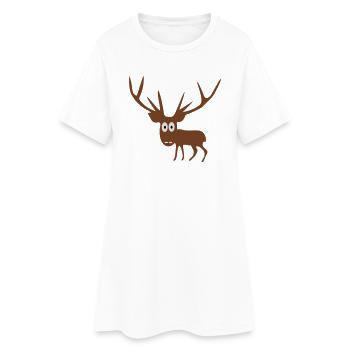 Hirsch - Frauen T-Shirt-Kleid - Weiß - Vorne