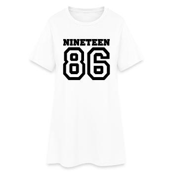 1986 - Frauen T-Shirt-Kleid - Weiß - Vorne