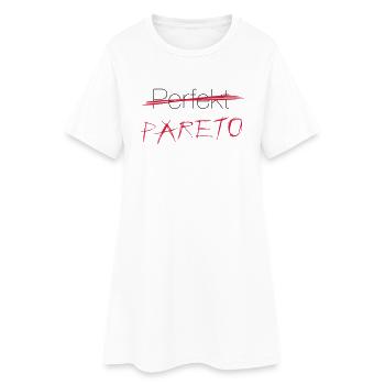 Perfekt? Nein: Pareto! - Frauen T-Shirt-Kleid - Weiß - Vorne
