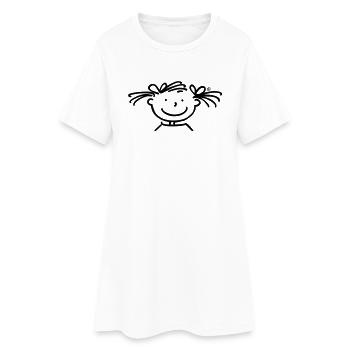 Kopf Mädchen - Frauen T-Shirt-Kleid - Weiß - Vorne