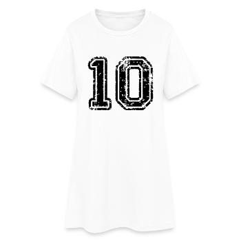 10 - Nummer - Frauen T-Shirt-Kleid - Weiß - Vorne
