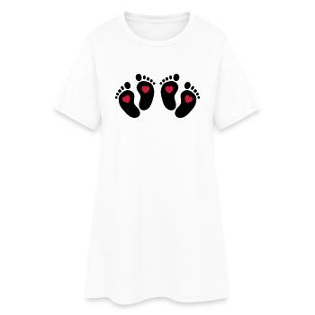 Twins Heart Feet - Zwillinge Herz Füße - Frauen T-Shirt-Kleid - Weiß - Vorne