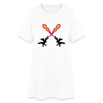 2 friends team couple fire spit flames silhouette - Women’s T-Shirt Dress - white - Front