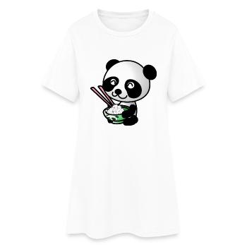 Panda doux avec un bol de riz - Robe T-shirt Femme - blanc - Devant