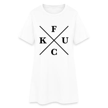 f u c k - Frauen T-Shirt-Kleid - Weiß - Vorne