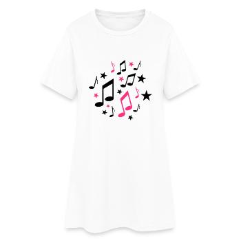 Noten - Musik - Frauen T-Shirt-Kleid - Weiß - Vorne