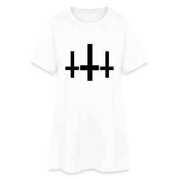 Kreuz - Frauen T-Shirt-Kleid - Weiß - Vorne