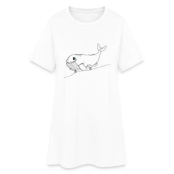 Blauwal mit Skateboard - Frauen T-Shirt-Kleid - Weiß - Vorne