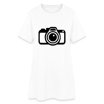 Kamera - Frauen T-Shirt-Kleid - Weiß - Vorne
