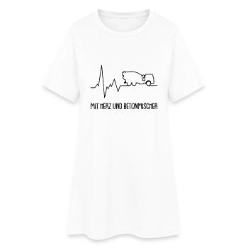 mit herz und betonmischer - Frauen T-Shirt-Kleid - Weiß - Vorne