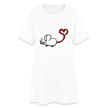 Mausi-Herz - Frauen T-Shirt-Kleid - Weiß - Vorne