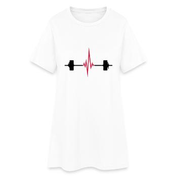 weight lifting pulse frequency heart beat dumbbell - Women’s T-Shirt Dress - white - Front