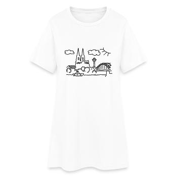 Köln Panorama - Frauen T-Shirt-Kleid - Weiß - Vorne