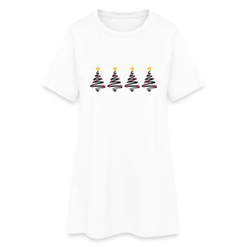 Weihnachten - Weihnachtsbäume Sterne - Frauen T-Shirt-Kleid - Weiß - Vorne