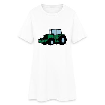 Traktor - Frauen T-Shirt-Kleid - Weiß - Vorne