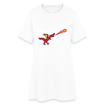 hot fire spit flames run go big comic cartoon funn - Women’s T-Shirt Dress - white - Front
