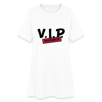 vip member - Frauen T-Shirt-Kleid - Weiß - Vorne
