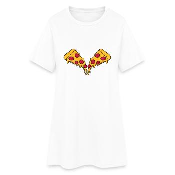 2 morceaux morceaux salami pizza délicieuse nourri - Robe T-shirt Femme - blanc - Devant