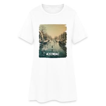 Amsterdam - Robe T-shirt Femme - blanc - Devant