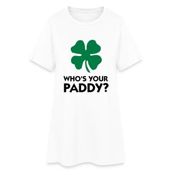 Wer ist dein Paddy? - Frauen T-Shirt-Kleid - Weiß - Vorne