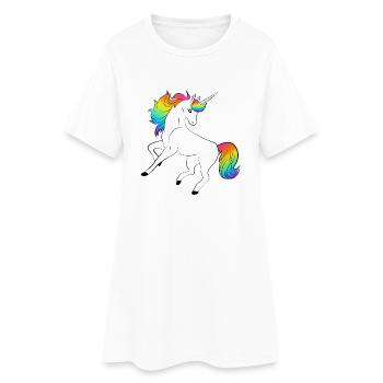 Einhorn - Frauen T-Shirt-Kleid - Weiß - Vorne