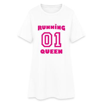 Running Queen - pink - Frauen T-Shirt-Kleid - Weiß - Vorne