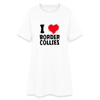 I LOVE BORDER COLLIE DOGS - Frauen T-Shirt-Kleid - Weiß - Vorne