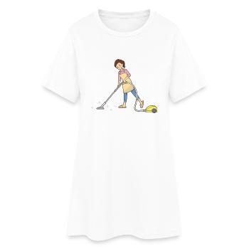 cleaning cleaning cleaning woman broom wischmop61 - Women’s T-Shirt Dress - white - Front