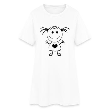 Mädchen Strichmännchen - Frauen T-Shirt-Kleid - Weiß - Vorne