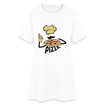 text koch bäcker schnurrbart mustache logo cool lo - Frauen T-Shirt-Kleid - Weiß - Vorne