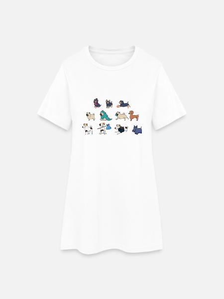 Süße Hunde - Frauen T-Shirt-Kleid - Weiß