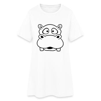 face head hippo small thick sweet cute comic carto - Women’s T-Shirt Dress - white - Front