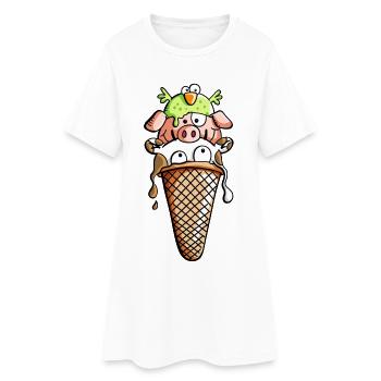crème glacée animaux d'élevage - Animaux - glace - Enfants -Fun - Robe T-shirt Femme - blanc - Devant