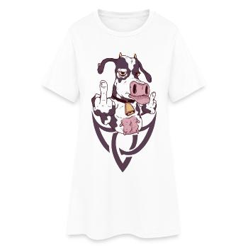 Le geste de la vache rebelle - Robe T-shirt Femme - blanc - Devant