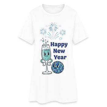 Célébrations du Nouvel An Feux d’artifice 2026 - Robe T-shirt Femme - blanc - Devant